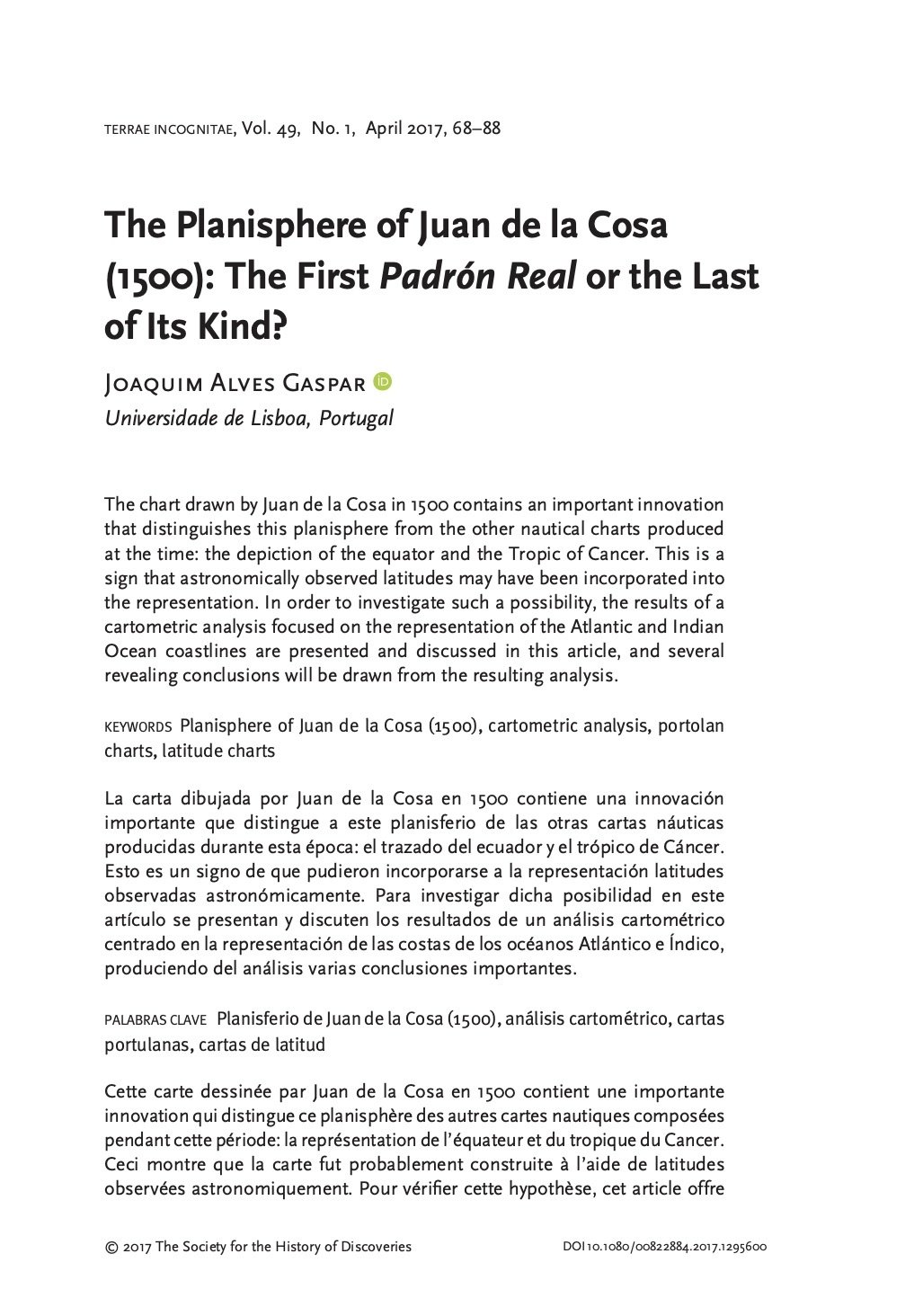 The Planisphere of Juan de la Cosa (1500): The First Padrón Real or the Last of Its Kind?, Capa