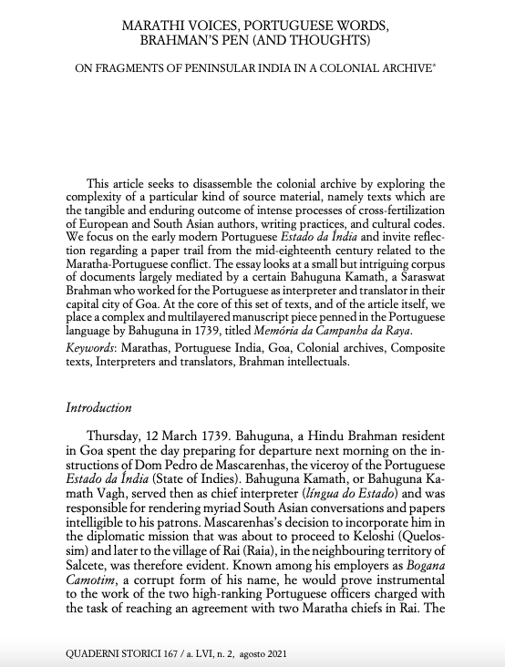 Marathi voices, Portuguese words, Brahman’s pen (and thoughts). On fragments of peninsular India in a colonial archive, Capa