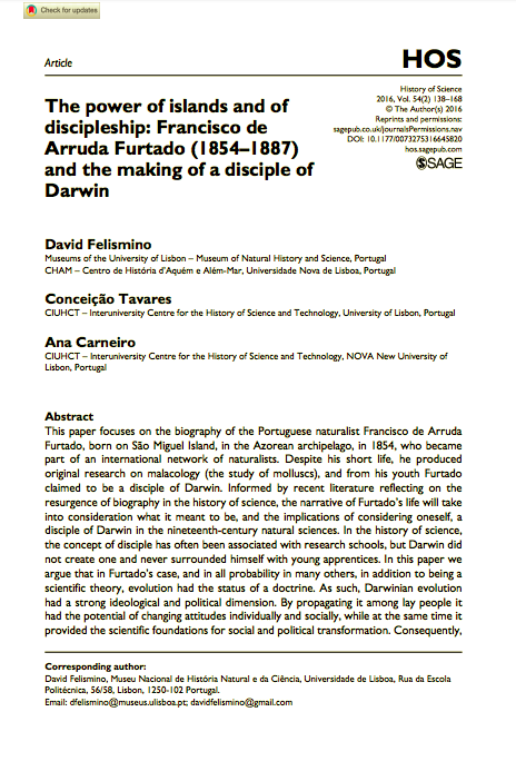 The Power of Islands and Discipleship: Francisco de Arruda Furtado (1854–1887) and the making of a Darwin’s disciple, Capa