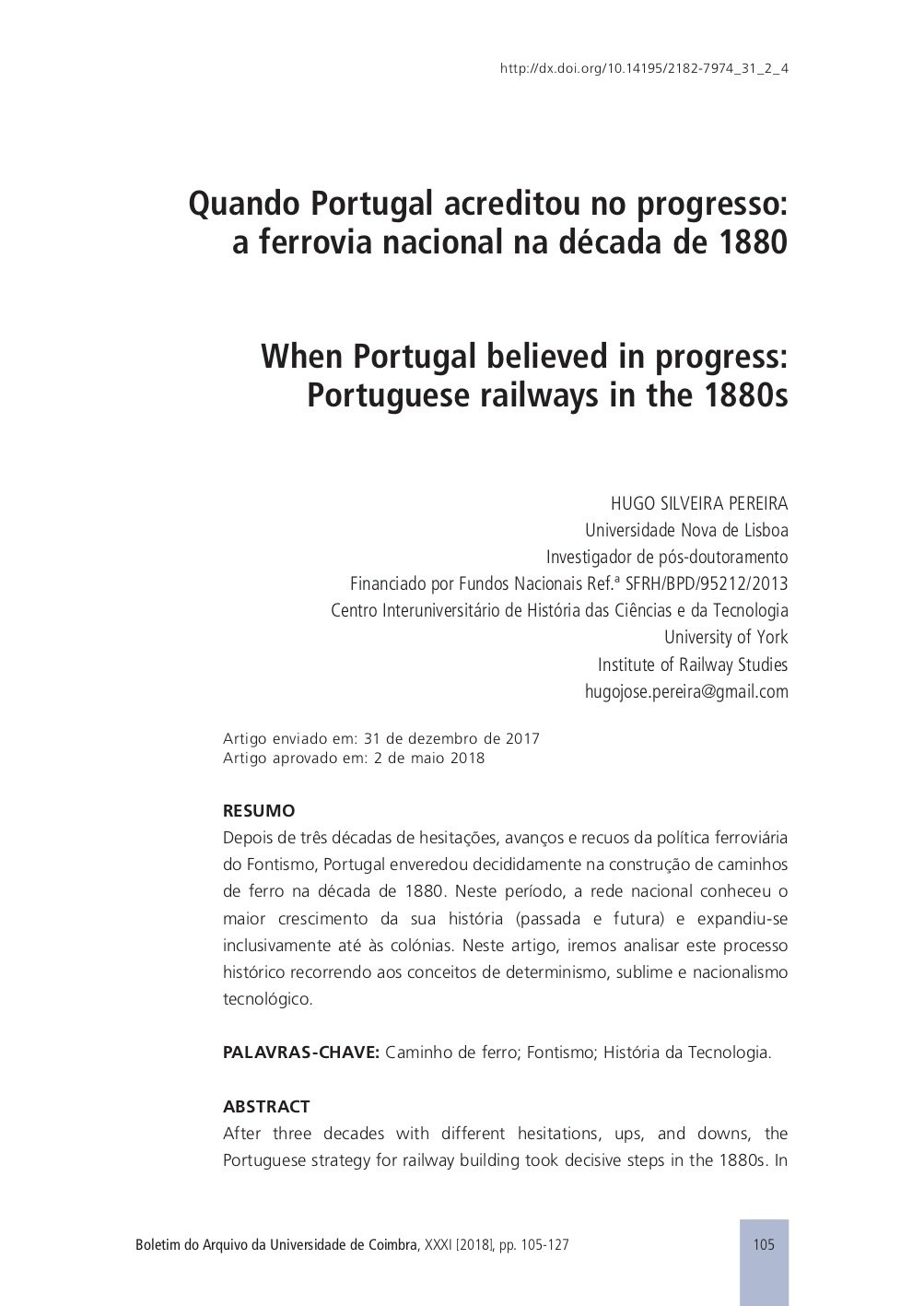 When Portugal believed in progress: Portuguese railways in the 1880s, Capa