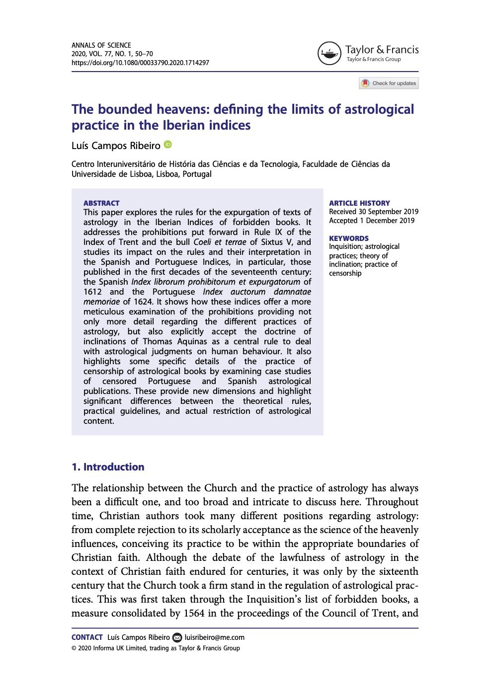 The bounded heavens: defining the limits of astrological practice in the Iberian indices, Capa